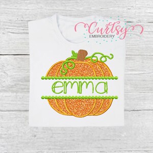 Monogram Split Pumpkin Applique Design / Split Pumpkin Embroidery Design / Monogram Pumpkin Appliqe / Thanksgiving Applique