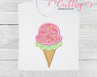 Disegno per applicazione cono gelato / Ricamo cono gelato / Disegno per applicazione estiva / Applicazione gelato / Download immediato