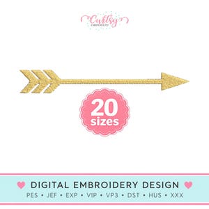 Arrow Embroidery Design, Simple Arrow Machine Embroidery in 20 Sizes