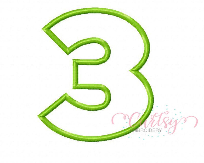 Three applique design  third birthday jessecmault design  3rd  etsy