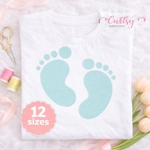 Baby Fußabdrücke Stickdatei, Stickdatei | Baby Fußabdruck Applikationsmuster | Stickdatei für die Maschine | Sofortiger digitaler Download | Neugeborenen Andenken