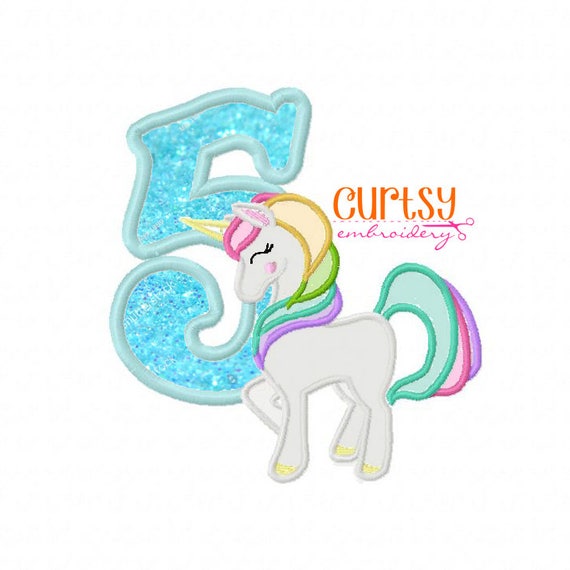 Birthday unicorn embroidery design 5th birthday unicorn  etsy Birthday unicorn embroidery design 5th birthday unicorn  etsy