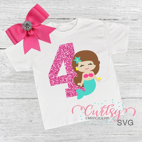 Download Birthday Mermaid Svg 4th Birthday Svg Mermaid Girl Svg Etsy