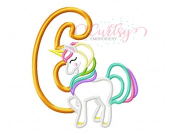 Unicorn Applique Design for Birthday / 6th Birthday Unicorn Embroidery Design / Applique Designs for Girls / Unicorn Birthday Applique