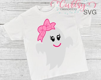 Fantasma SVG / Chica Fantasma svg / Halloween svg / Halloween svg para niñas / Lindo Fantasma svg / Fantasma con arco svg / Halloween archivos svg para niñas