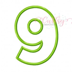 Applique Numbers / 9 Applique Design / Nine Applique Design / Number Nine Applique / 9th Birthday Applique Design / Birthday Embroidery