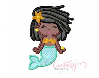 Mermaid Embroidery Design / Mermaid Applique Design / Mermaid Applique / Mermaid Locs Applique Design / Mermaid Braids / She Locs Mermaid