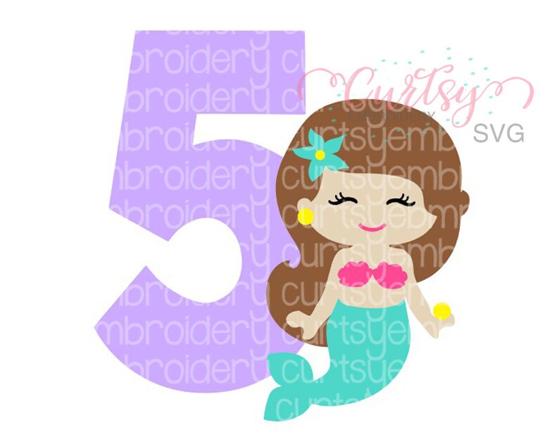 Download Birthday Mermaid SVG / 5th Birthday svg / Mermaid Girl svg ...