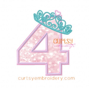 Tiara Embroidery Design, Crown Applique Design, Birthday Embroidery Design, 4th Birthday