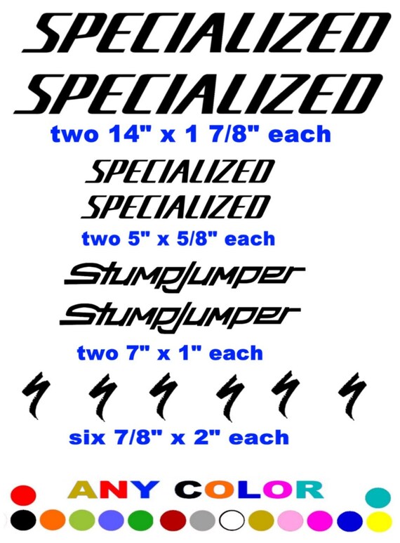 STUMPJUMPER SPECIALIZED STICKER DECALS STUMP JUMPER ANY COLOR