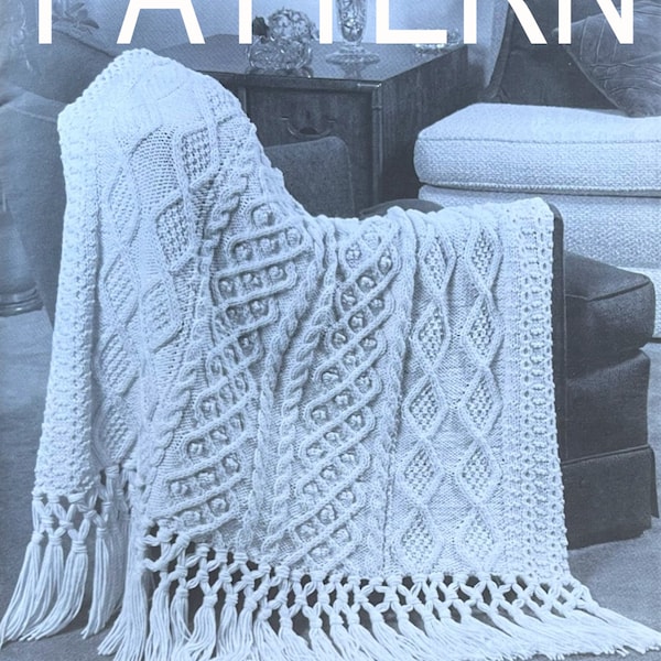 Fisherman's Afghan KNIT PATTERN / Cable Afghan / Knitting Pattern Vintage 1980's