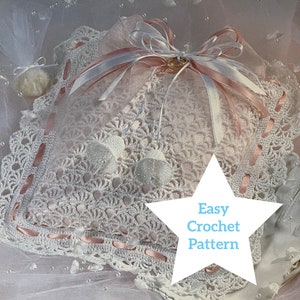 Ring Bearer&#39;s Pillow - EASY CROCHET PATTERN - digital download