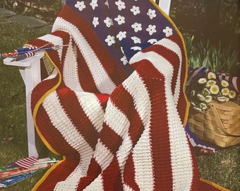 American Flag Crochet Afghan PATTERN - Digital