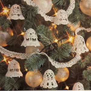PATTERN PACK - SAVE - Frosty Beaded Garland and Shimmering Bells crochet patterns plus Snowball Ornaments patterns