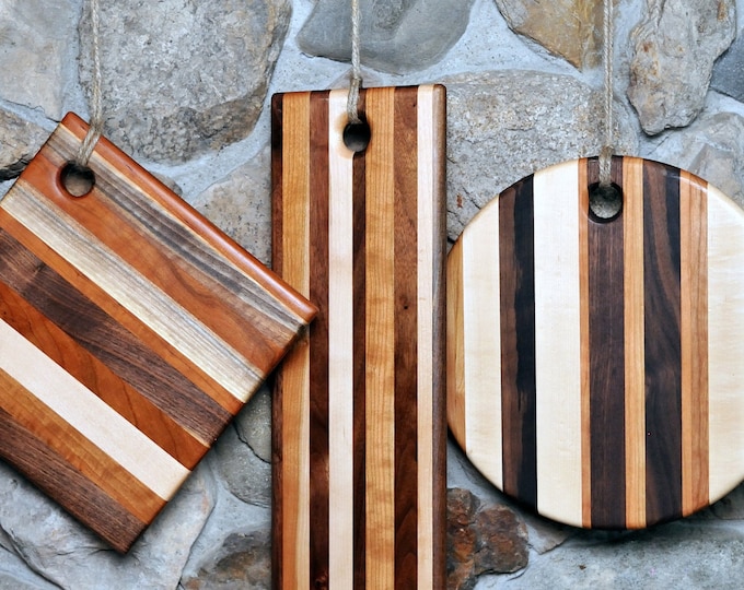Cutting board with handle - square, circle, or rectangle