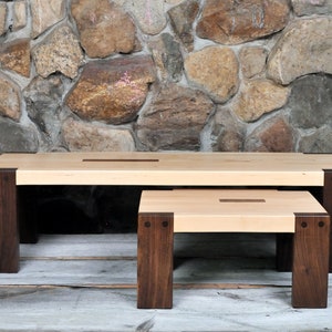 walnut and maple square edge craftsman stool