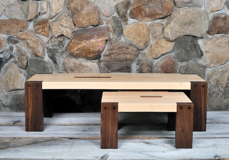 walnut and maple square edge craftsman stool