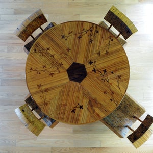 Round Table with Walnut Filigree Inlay