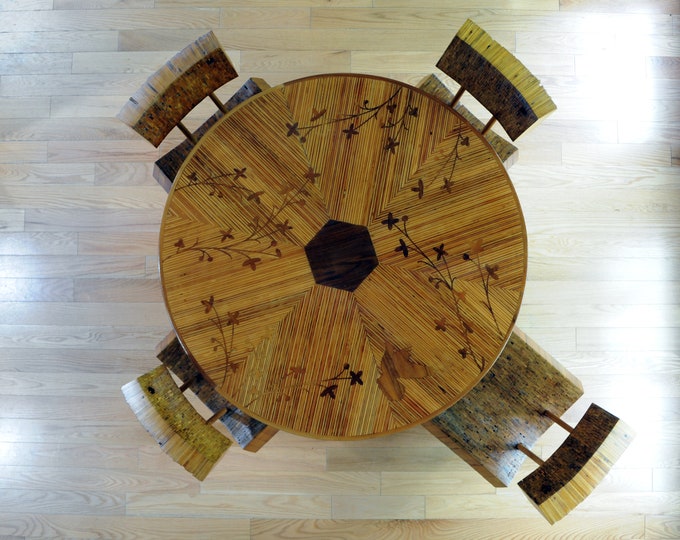 Round Table with Walnut Filigree Inlay