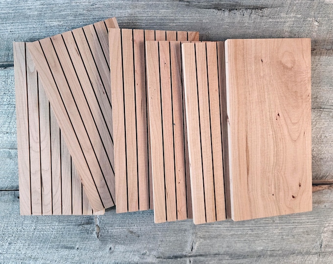 Grilling Planks, Fluted cherry wood BBQ Set for Fish, Poultry, Beef