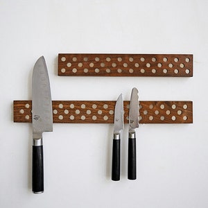 Contemporary Magnetic Knife Bar in Walnut. Super strength neodymium magnets. Danish Design Inspired image 3