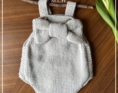 Knitting Pattern - Easy Knitted Baby Romper | 2-in-1 Romper with pocket and or bow (English Version) | Pattern ONLY