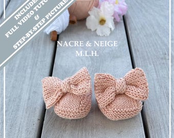 Patrón de tejido de botitas con lazo para niña con videotutorial (PDF VIDEO)