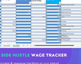 Self-Employment / Freelance / Side Hustle Income & Revenue Tracker