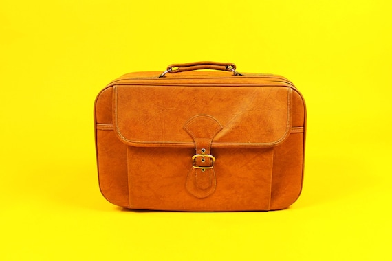 Leather Vintage Carryon Suitcase with Front Pocket - image 1