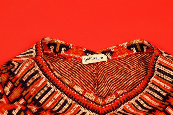 Patterned Vintage Woven Knit Poncho - image 4