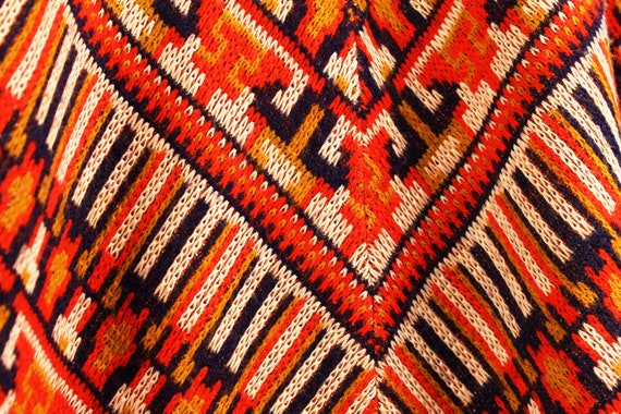 Patterned Vintage Woven Knit Poncho - image 6