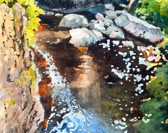 Lake Superior Minnesota North Shore Tettegouche State Park watercolor painting 10 x 14
