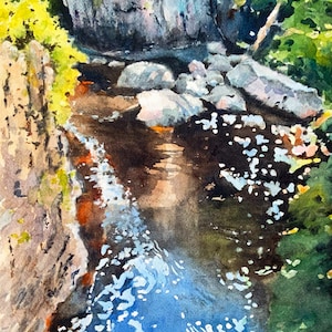 North Shore Lake Superior Tettegouche State Park watercolor painting 10 x 14