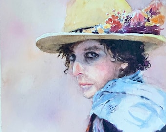 Bob Dylan collectors painting portrait watercolor Giclée Art Print  10 x 14