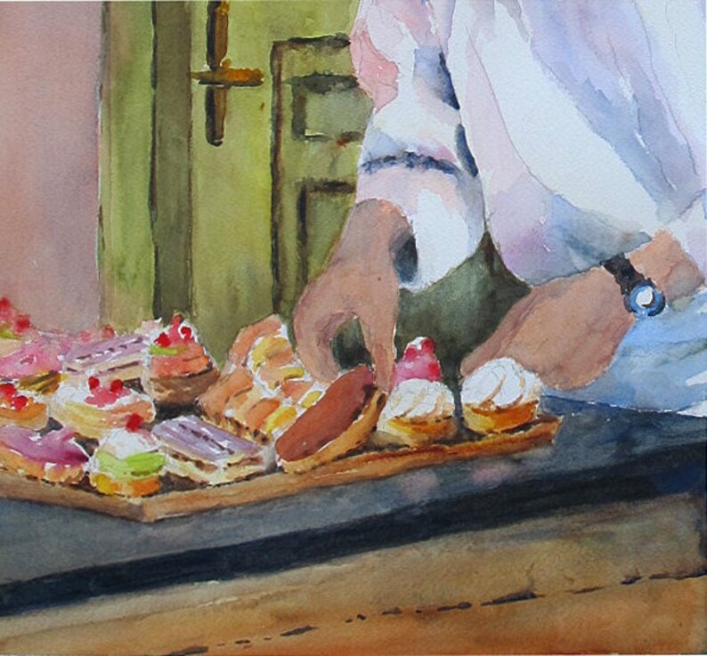 Chez Paul French Bakery Watercolor Painting Original Etsy