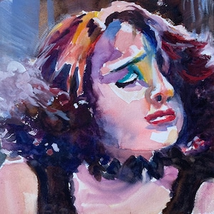 Rhapsody in Blue piano painting watercolor original