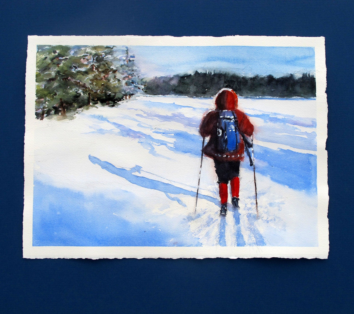 Lone Skier Minnesota Cross Country Ski ART Print From Original - Etsy