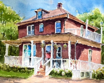 Country House Bruentrup Farm White Bear Lake MN Main House heritage site watercolor original