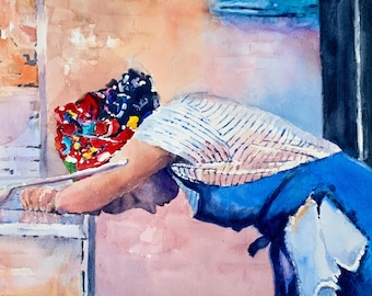 Sydney from The Bear portrait watercolor painting original  restaurant The Bear 11 x 15