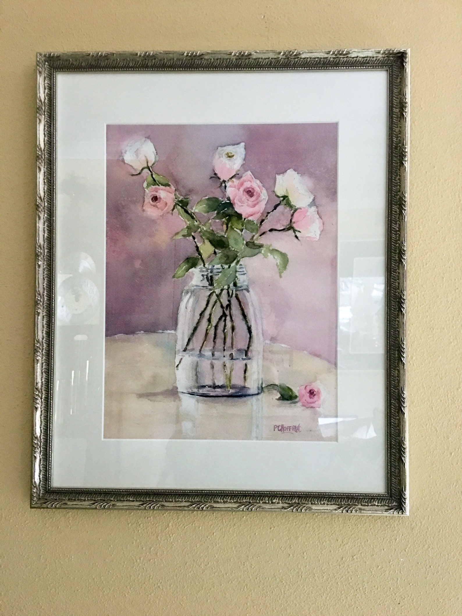 Pink Roses Bouquet Pastel Floral Art Print From Original Watercolor ...