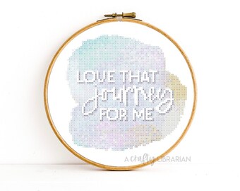 please Schitt\u2019s Creek inspired cross stitch! Fall off a bridge