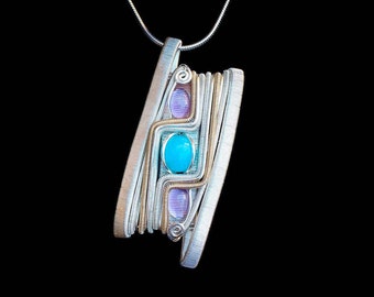 Amethyst and Amazonite Wire Wrapped Pendant, Wire Wrap, Heady Wire Wrap, Amethyst Wire Wrap, Amethyst Pendant, Wire Wrapped Jewelry, Heady