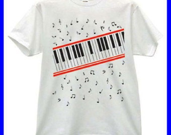 Piano Keyboard music notes Beat it video White T-Shirt