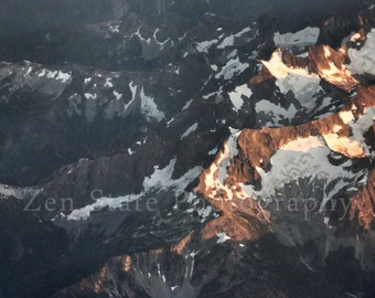 Mountain Landscape Photograph. Snow Capped White and Dark Brown Fine Art Print Mountain Photography Unframed Print, Framed Photo, Canvas Art