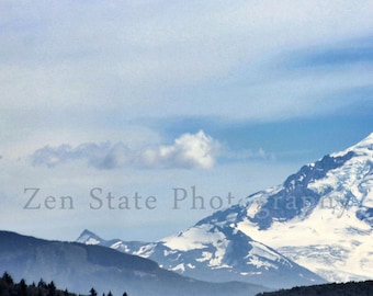 Snowy Mountain Photography Print of Mount Baker. Mountain Photo Wall Hanging. Mountain Landscape Photo Print, Framed Print, or Canvas Photo.