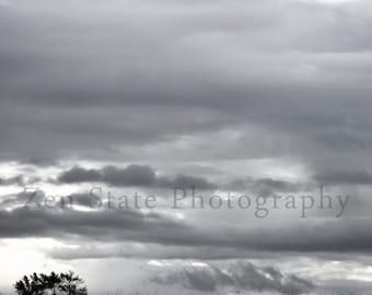 Silver Skies Landscape Print Wall Decor. Gray Clouds Print. Nature Photography. Unframed Photo Print, Framed Wall Art, Canvas Wall Hanging.