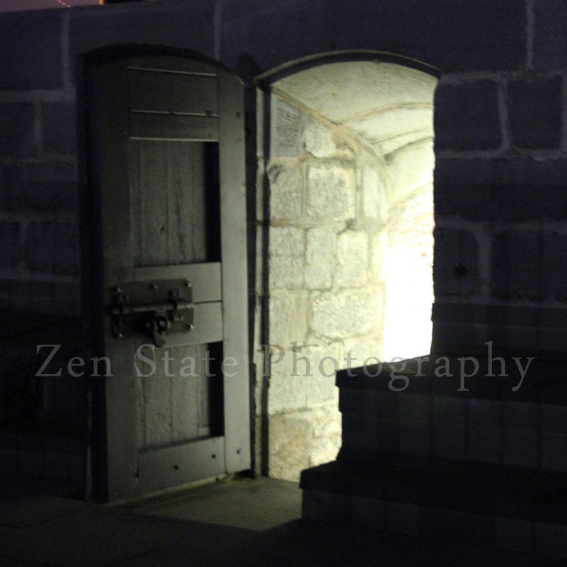 Door Photography. Night Photo Print. Dark Art. Ghost Tour Photograph. Fort Henry Photo Print. Unframed Print, Framed Print, Canvas Photo. image 1