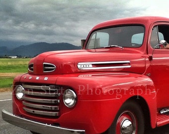 Classic Auto Photo Print. Red Truck Photography Print. Vintage Ford Print. Photo Print, Framed Print, or Canvas Print. iPhoneography.