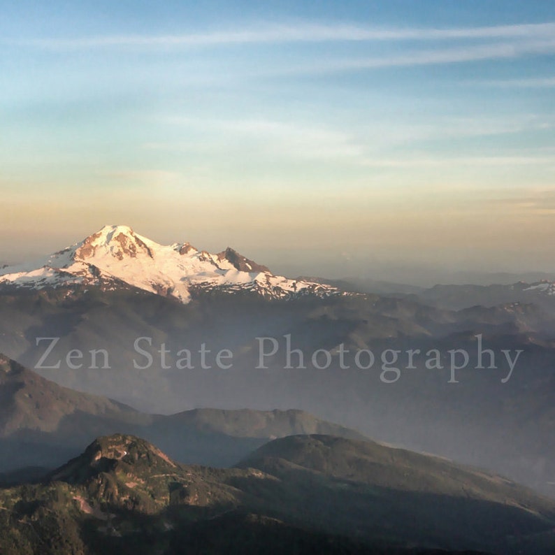 Mount Baker Landscape Photograph Mountain Snow Nature Photography Pastel Sunset Mountain Photo Fine Art Print Canvas Art Framed Photography image 1