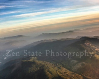 Cascade Mountains Landscape Photograph. Pastel Pink Blue Clouds Fog Fine Art Photography. Nature Wall Decor. Canvas Gallery Wrap Home Decor.